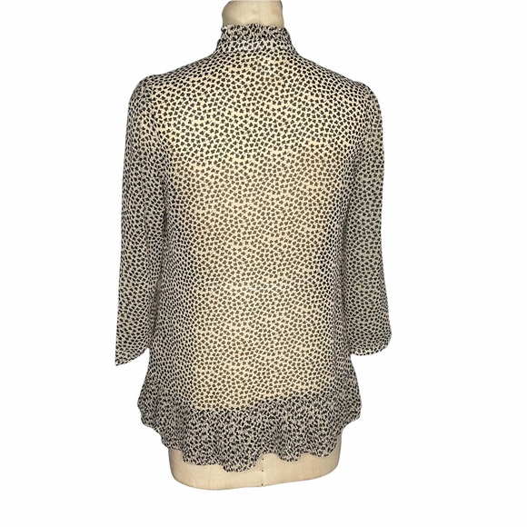 Portrait of a girl 4 cream black high neck sheer blouse - Picture 3 of 9